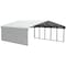 Arrow Storage Products Galvanized Steel Carport, W/ 1-Sided Enclosure, Compact Car Metal Carport Kit, 20'x24'x7', Eggshell CPH202407ECL1 - alternate 1